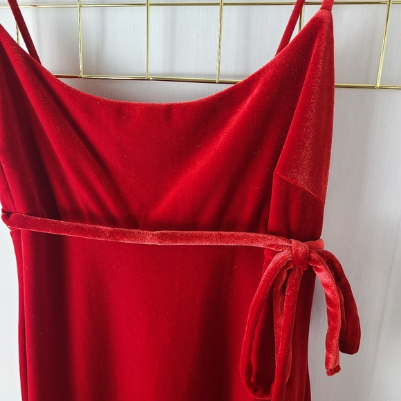 Frederick's of Hollywood 90s Vintage Velvet Asymmetric Romantic USA Ruffle Dress - Picture 4 of 11